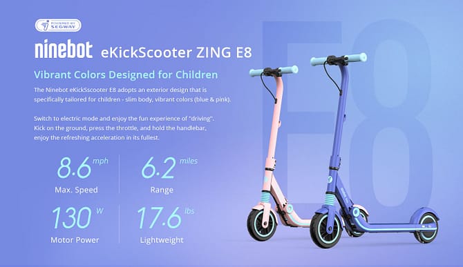 Ninebot Segway ZING E8 Electric Riding Scooter for Kids 